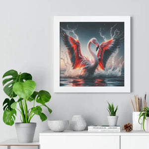 Pink Flamingo Splashing Gallery Canvas - Framed Poster - Dipaliz - Prints