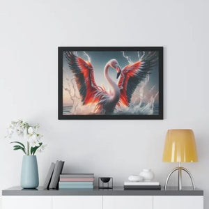 Pink Flamingo Splashing Gallery Canvas - Framed Poster - Dipaliz - Prints