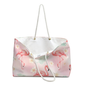 Pink Flamingo Weekender – Tropical Floral Travel - Dipaliz - Tote Bags