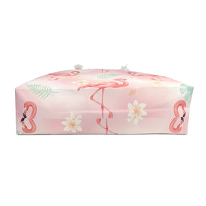 Pink Flamingo Weekender – Tropical Floral Travel - Dipaliz - Tote Bags