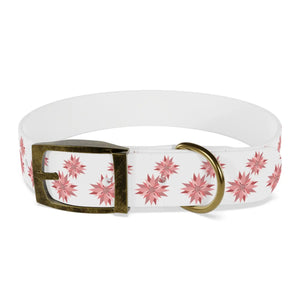 Waterproof Pink Floral Dog Collar - Poinsettia Tpu - Dipaliz - Standard Collars