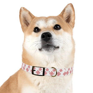 Waterproof Pink Floral Dog Collar - Poinsettia Tpu - Dipaliz - Standard Collars