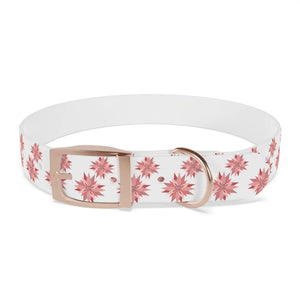Waterproof Pink Floral Dog Collar - Poinsettia Tpu - Dipaliz - Standard Collars