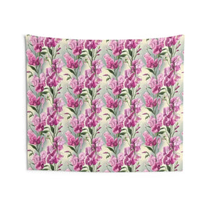 Pink Floral Wall Tapestry – Polyester Decor - Dipaliz