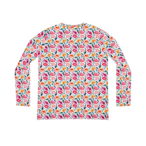 Pink Floral Pattern Women’s Long Sleeve V-neck Shirt (aop) - T-shirts
