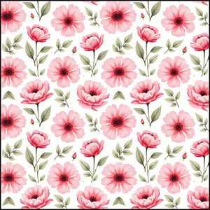 Pink Floral Patterned Fabric - Soft Cotton by the Yard - Dipaliz - 9’’ ×