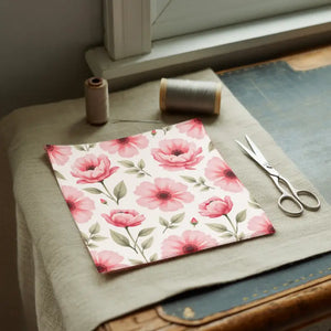 Pink Floral Patterned Fabric - Soft Cotton by the Yard - Dipaliz