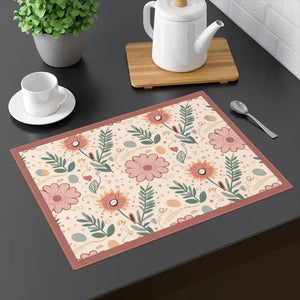 Pink Floral Placemats - Double-sided for Formal Occasions - Dipaliz - 18’’ × 14’’