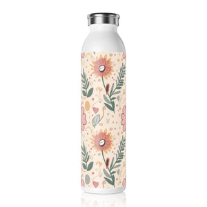 Pink Floral Slim Water Bottle - Stainless Steel - Dipaliz - Bottles