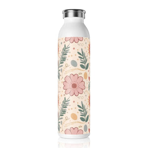 Pink Floral Slim Water Bottle - Stainless Steel - Dipaliz - Bottles