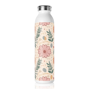 Pink Floral Slim Water Bottle - Stainless Steel - Dipaliz - Bottles