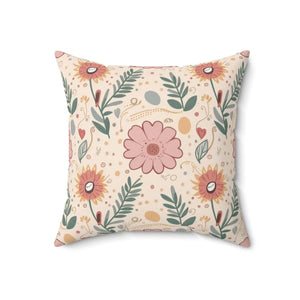 Pink Floral Pillows – Polyester Throw Pillow - Dipaliz