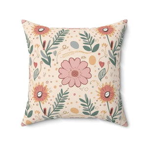 Pink Floral Pillows – Polyester Throw Pillow - Dipaliz