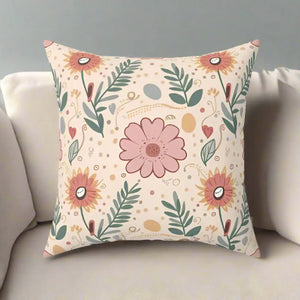 Pink Floral Pillows – Polyester Throw Pillow - Dipaliz