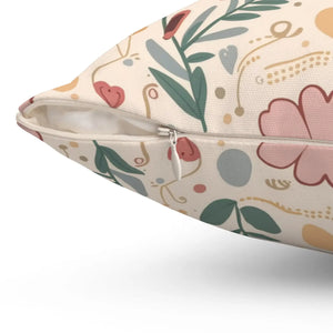 Pink Floral Pillows – Polyester Throw Pillow - Dipaliz