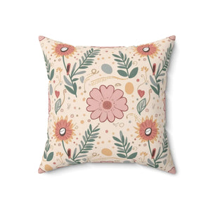 Pink Floral Pillows – Polyester Throw Pillow - Dipaliz