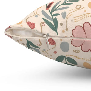 Pink Floral Pillows – Polyester Throw Pillow - Dipaliz