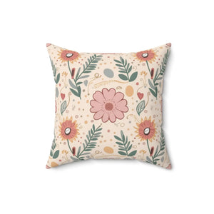 Pink Floral Pillows – Polyester Throw Pillow - Dipaliz