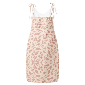 Midi Dress Pink Floral Vines Built-in Bra Comfort Style - Dipaliz - Dresses