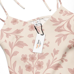 Midi Dress Pink Floral Vines Built-in Bra Comfort Style - Dipaliz - Dresses