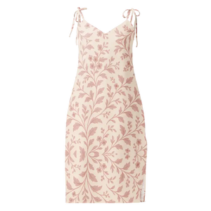 Midi Dress Pink Floral Vines Built-in Bra Comfort Style - Dipaliz - Xs - Dresses