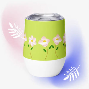 Pink Floral Wine Tumbler - Insulated Chic Style - Dipaliz - Tumblers