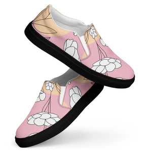 Pink Florals Women’s Slip-on Canvas Shoes - Dipaliz - Sneakers