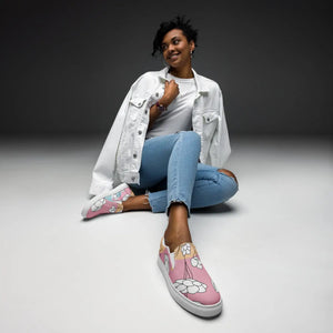 Pink Florals Women’s Slip-on Canvas Shoes - Dipaliz - Sneakers