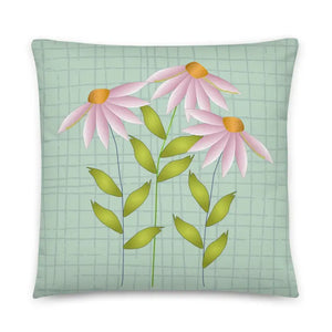 Pink Flowers Basic Pillow Machine Washable Case - Dipaliz - Throw Pillows
