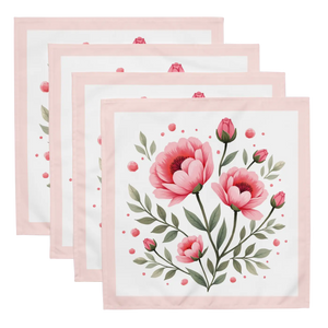Pink Floral Cloth Napkin Set – Soft Polyester - Dipaliz - Napkins