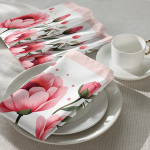 Pink Floral Cloth Napkin Set – Soft Polyester - Dipaliz - Napkins