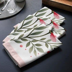 Pink Floral Cloth Napkin Set – Soft Polyester - Dipaliz - Napkins