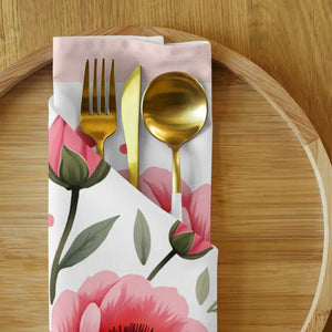 Pink Floral Cloth Napkin Set - Soft Touch Dining Decor - Dipaliz - Napkins
