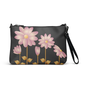 Floral Gold Center Crossbody Bag - Pink Faux Leather - Dipaliz - Cross Body Bags