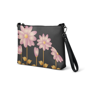 Floral Gold Center Crossbody Bag - Pink Faux Leather - Dipaliz - Cross Body Bags