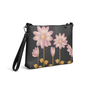Floral Gold Center Crossbody Bag - Pink Faux Leather - Dipaliz - Cross Body Bags