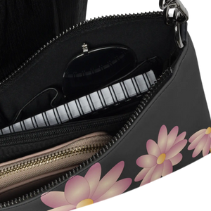 Floral Gold Center Crossbody Bag - Pink Faux Leather - Dipaliz - Cross Body Bags