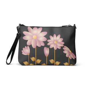 Floral Gold Center Crossbody Bag - Pink Faux Leather - Dipaliz - Cross Body Bags