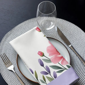 Cloth Napkin Set Pink Flowers 20x20 Polyester Dipaliz - Napkins