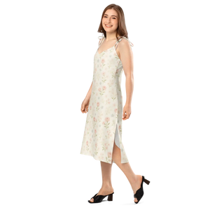 Pink Floral Midi Dress – Built-in Bra - Dipaliz - Dresses - Xs