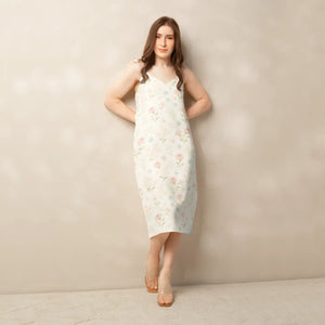 Pink Floral Midi Dress – Built-in Bra - Dipaliz - Dresses - Xs