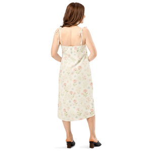 Pink Floral Midi Dress – Built-in Bra - Dipaliz - Dresses - Xs