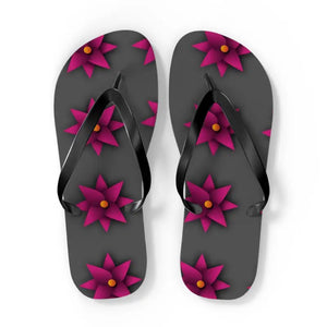 Pink Flowers Flip Flops Summer Garden Party Style - Dipaliz - Xl / Black Sole - Slippers
