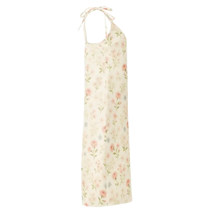 Midi Dress Pink Flowers Built-in Bra Support Comfort - Dipaliz - Dresses