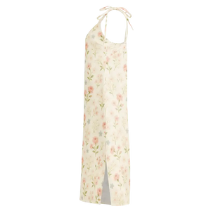 Midi Dress Pink Flowers Built-in Bra Support Comfort - Dipaliz - Dresses