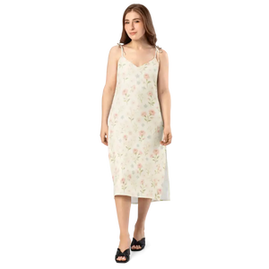 Midi Dress Pink Flowers Built-in Bra Support Comfort - Dipaliz - Dresses