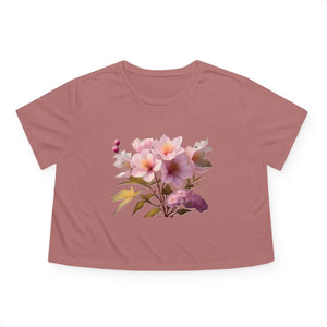 Vibrant Pink Flowers Flowy Cropped Tee - Casual - Dipaliz - T-shirts - s