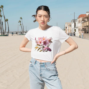 Vibrant Pink Flowers Flowy Cropped Tee - Casual - Dipaliz - T-shirts - s