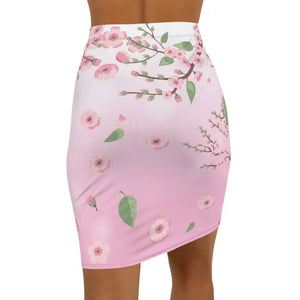 Pink Flowers Womens Mini Skirt - Flirty Floral Style - Dipaliz - Skirts