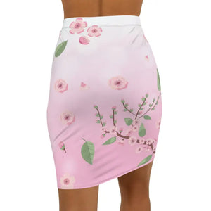 Pink Flowers Women’s Mini Skirt Stretch Chic Style - Dipaliz - Skirts